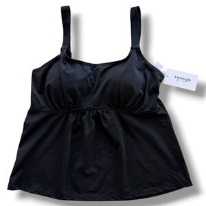 Swimsuits For All Women 16 Black Empire Waist Tankini Top Builtin Bra Beach Swim